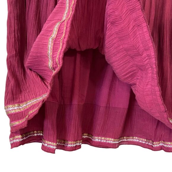 Free People Burgundy Skater Skirt With Sequin Trim Size Large - Picture 3 of 8